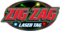 Zig Zag laser tag party logo